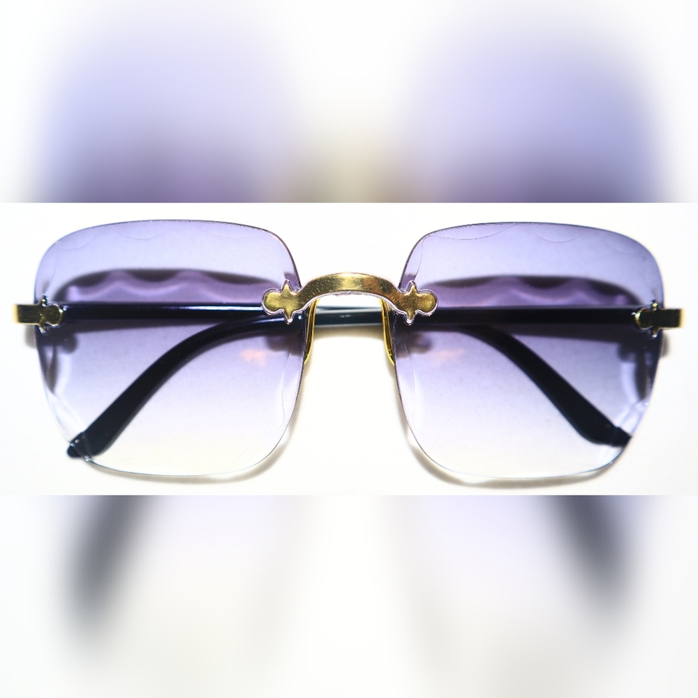 Rimless Oversized Square Fashion Glasses For Women Purple Gradient